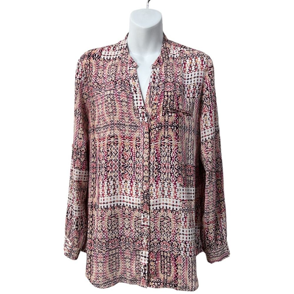KUT from the Kloth Jasmine Printed Button Down Sleeve Blouse